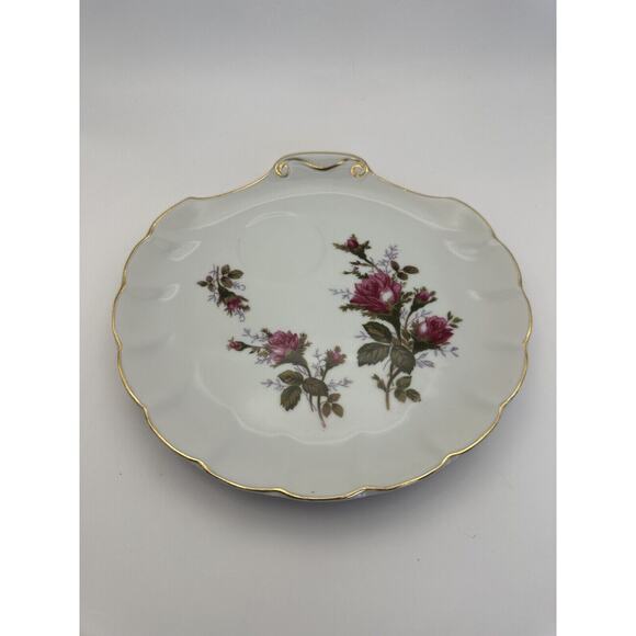 Vintage MOSS ROSE by Green China 8" Hand Painted Tea/Snack Plate Japan - Picture 2 of 6